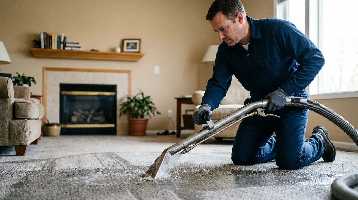 Water damage restoration technician working near Assonet, MA